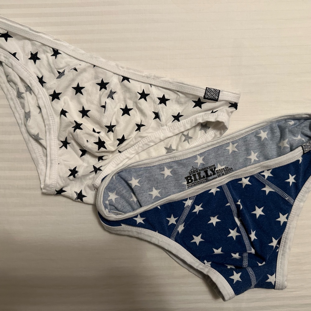 Aussiebum White and Blue Star briefs
